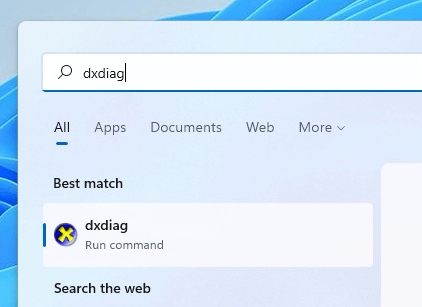 Open DxDiag Windows 11