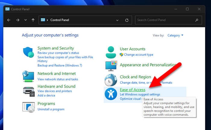 Open Ease of Access in Windows 11
