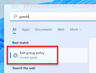 Open Edit group policy Windows 11