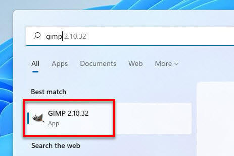Open GIMP Windows 11