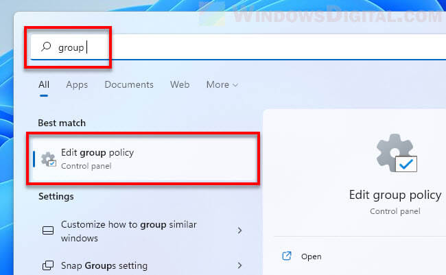 Open Group Policy Editor Windows 11