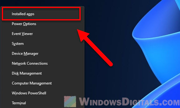 Open Installed Apps in Windows 11