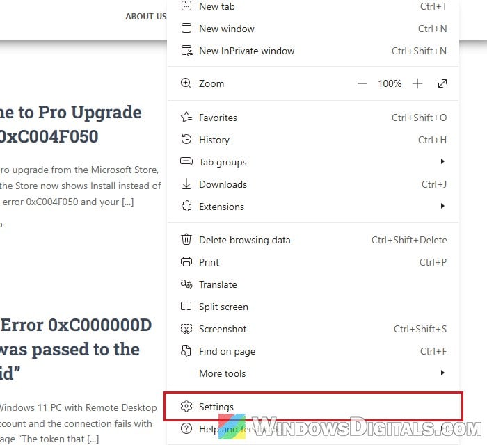 Open Microsoft Edge Settings Windows 11