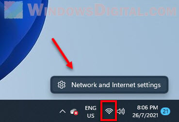 Open Network and Internet settings Windows 11