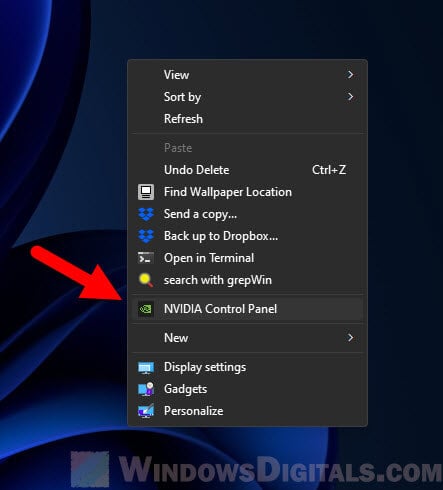 Open Nvidia Control Panel from right-click