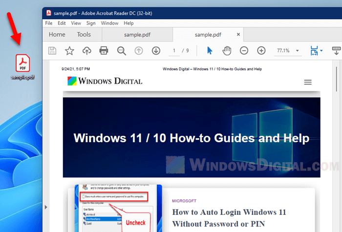 Open PDF file in Windows 11