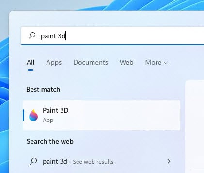 Open Paint 3D Windows 11