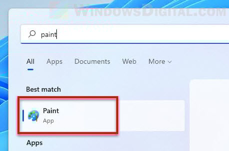 Open Paint Windows 11