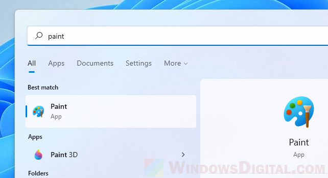 Open Paint on Windows 11