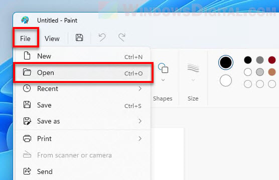 Open Picture in Paint Windows 11