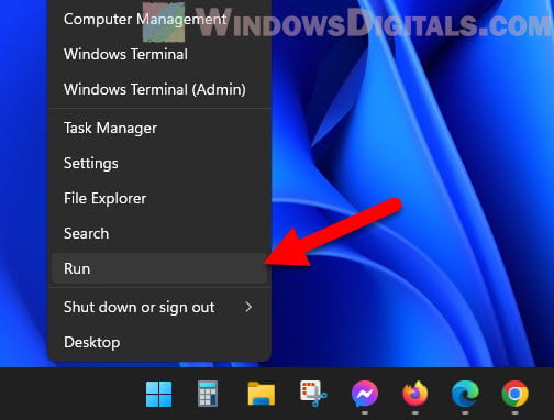 Open Run dialog box from Start menu