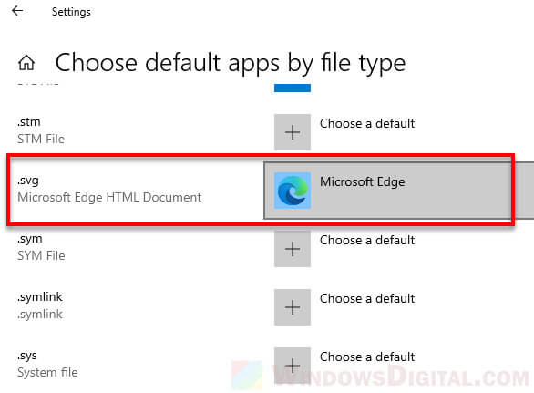 Open SVG default app Windows 10