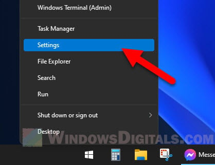 Open Settings from Taskbar Windows 11