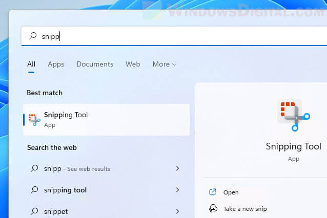 Open Snipping Tool Windows 11