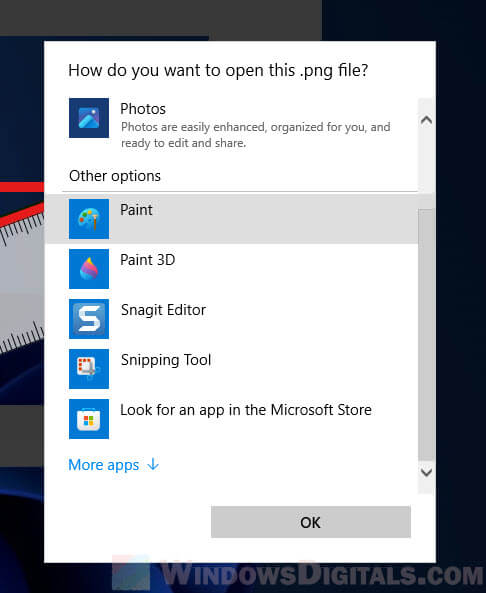 Open Snipping Tool in Paint