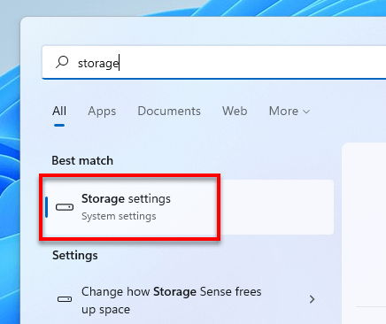 Open Storage settings Windows 11