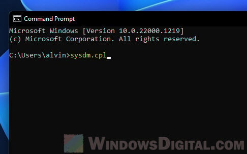 Open System Properties via Command Prompt