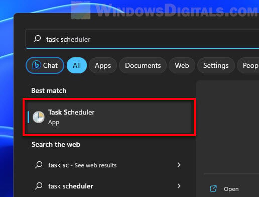 Open Task Scheduler Windows 11