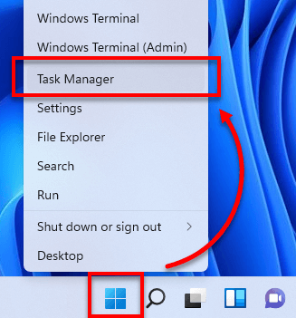 Open Task manager Windows 11 from taskbar