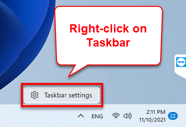 Open Taskbar Settings Windows 11