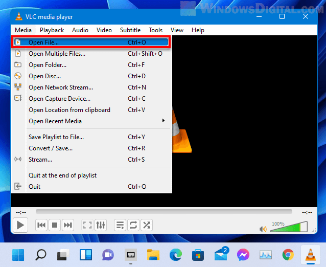 Open Video in VLC Windows 11