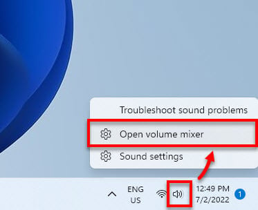 Open Volume Mixer Windows 11