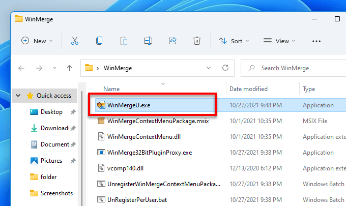 Open WinMerge in Windows 11