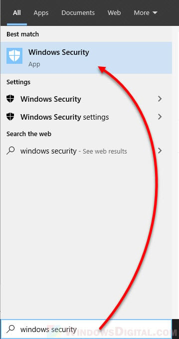 Open Windows Security Windows 10