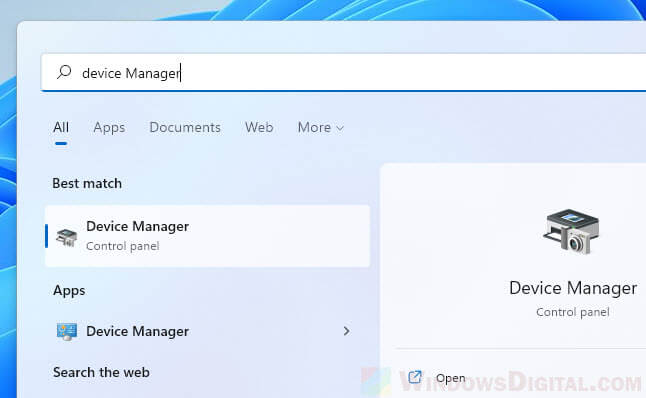 Open device manager Windows 11