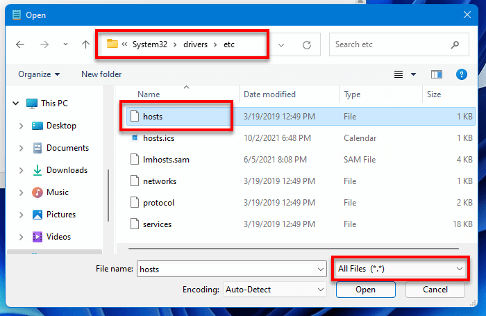 Open hosts file with admin Notepad Windows 11