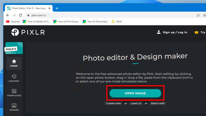 Open image Pixlr