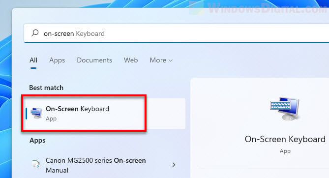 Open on-screen keyboard Windows 11