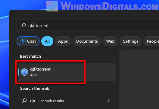 Open qBittorrent in Windows 11