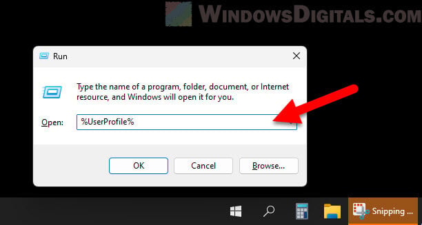Open user profile via Run command in Windows 11