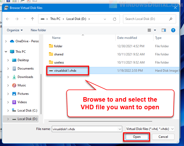 Open vhdx file Windows 11