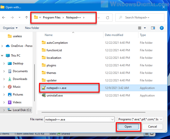 Open with Notepad++ in Windows 11