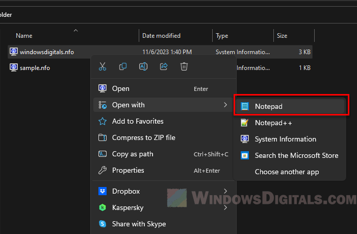 Opening NFO files with Windows 11 Notepad