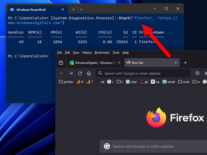 Opening URLs in Mozilla Firefox with PowerShell