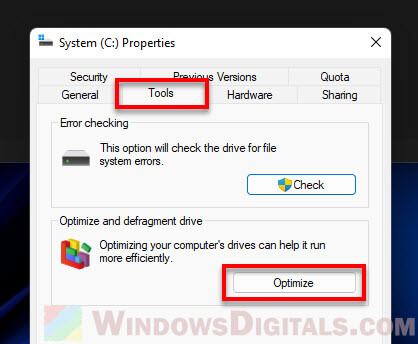 Optimize drive Windows 11