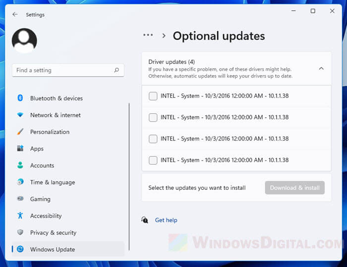 Optional updates graphics driver Windows 11