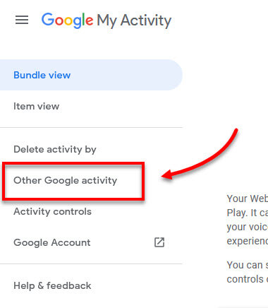 Other Google YouTube activity history