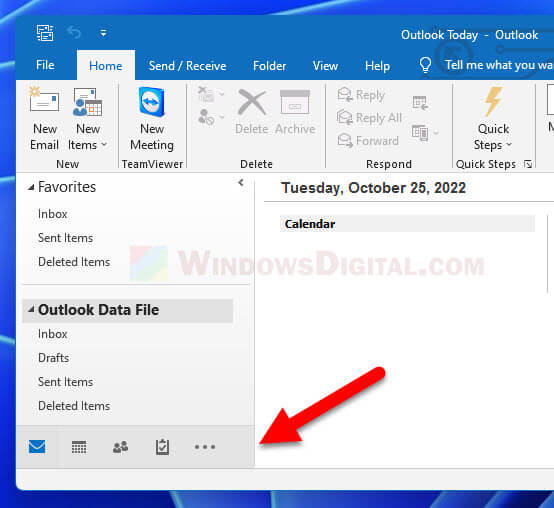 Outlook 365 navigation pane move to bottom