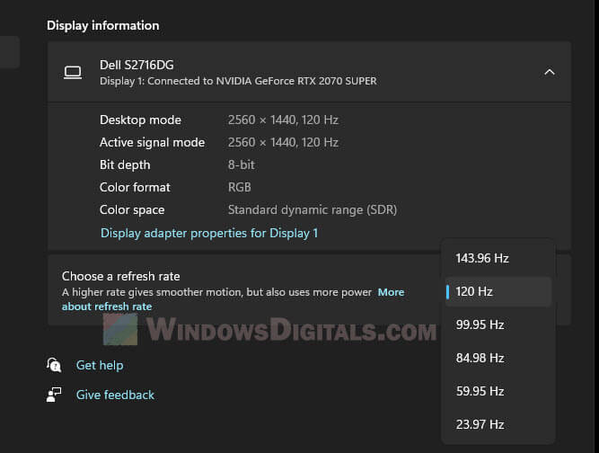 Overclocking a monitor Windows 11