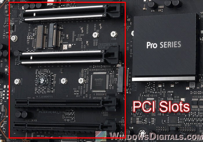 PCIe and PCI Slots on Motherboard