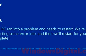 Page fault in nonpaged area Windows 10 blue screen error