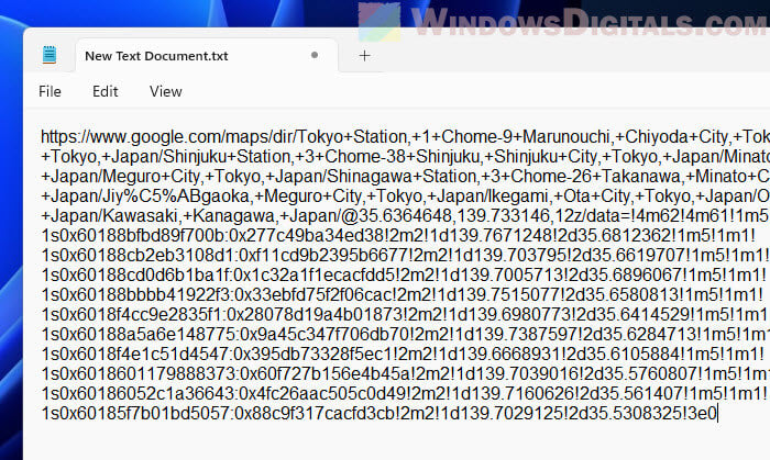 Paste the route URL to notepad