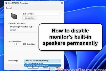 Permanently Disable Monitor Speakers in Windows 11 or 10