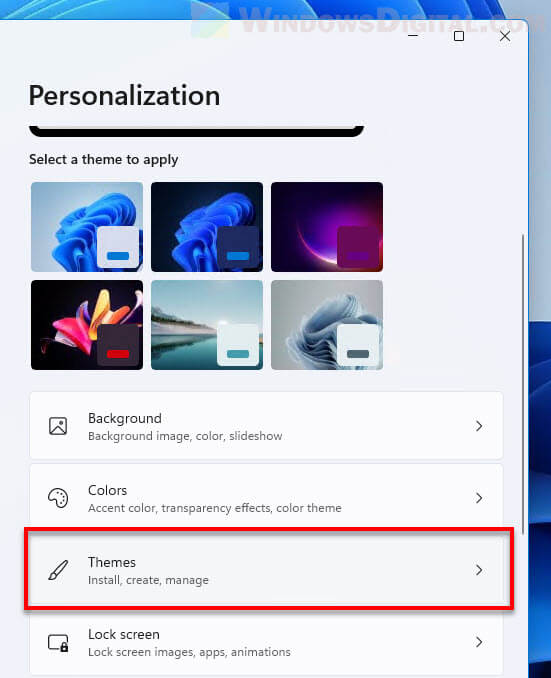 Personalization Themes Windows 11