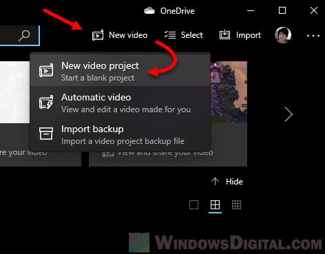 Photos app New Video Project to merge videos