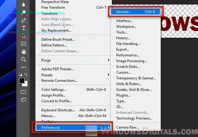 Photoshop Preferences General Options